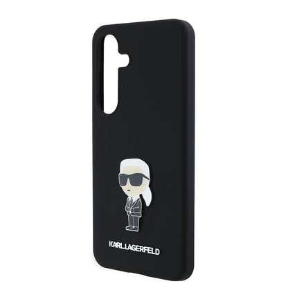 Case for Samsung Galaxy S24 S921, Karl Lagerfeld, Silicone Ikonik Karl Metal, Black