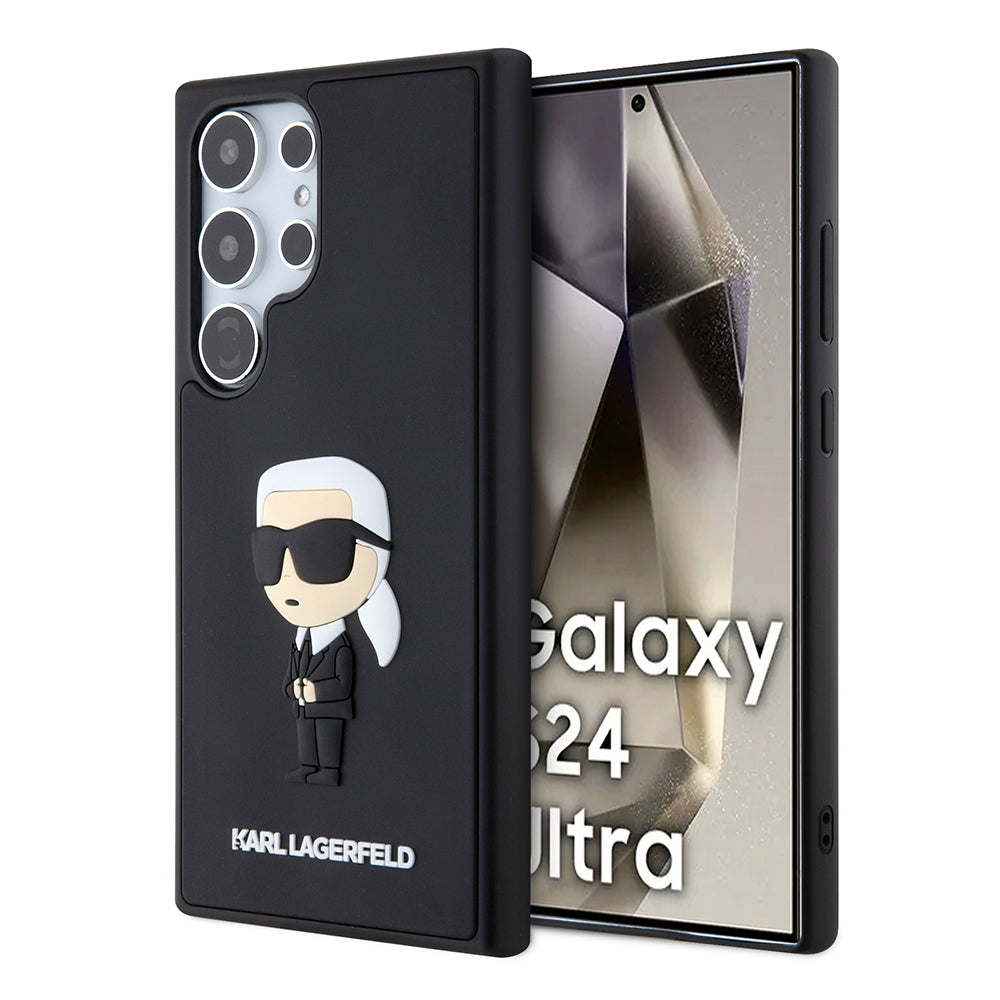 Case for Samsung Galaxy S24 Ultra S928, Karl Lagerfeld, 3D Rubber Ikonik Karl, Black