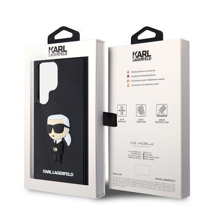 Case for Samsung Galaxy S24 Ultra S928, Karl Lagerfeld, 3D Rubber Ikonik Karl, Black