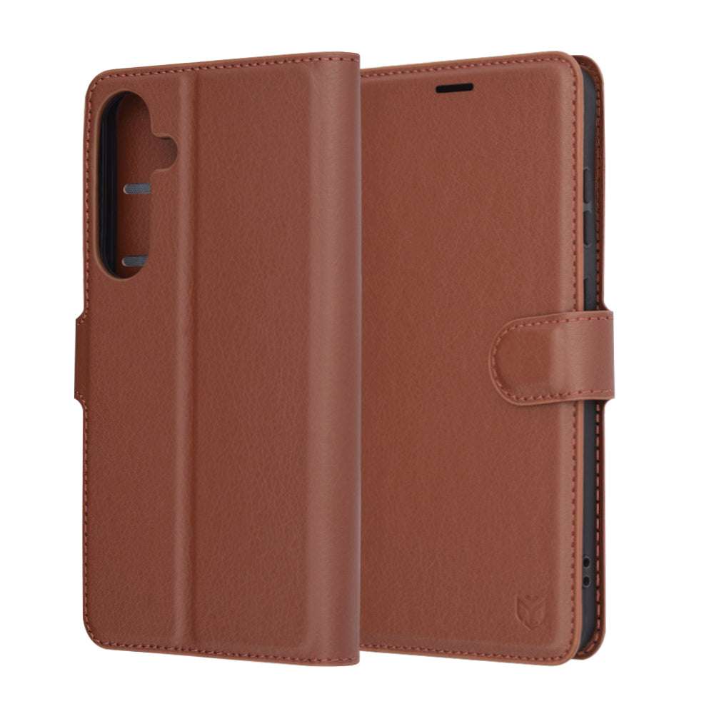 Case for Samsung Galaxy S25+ S936, Techsuit, Leather Folio, Brown