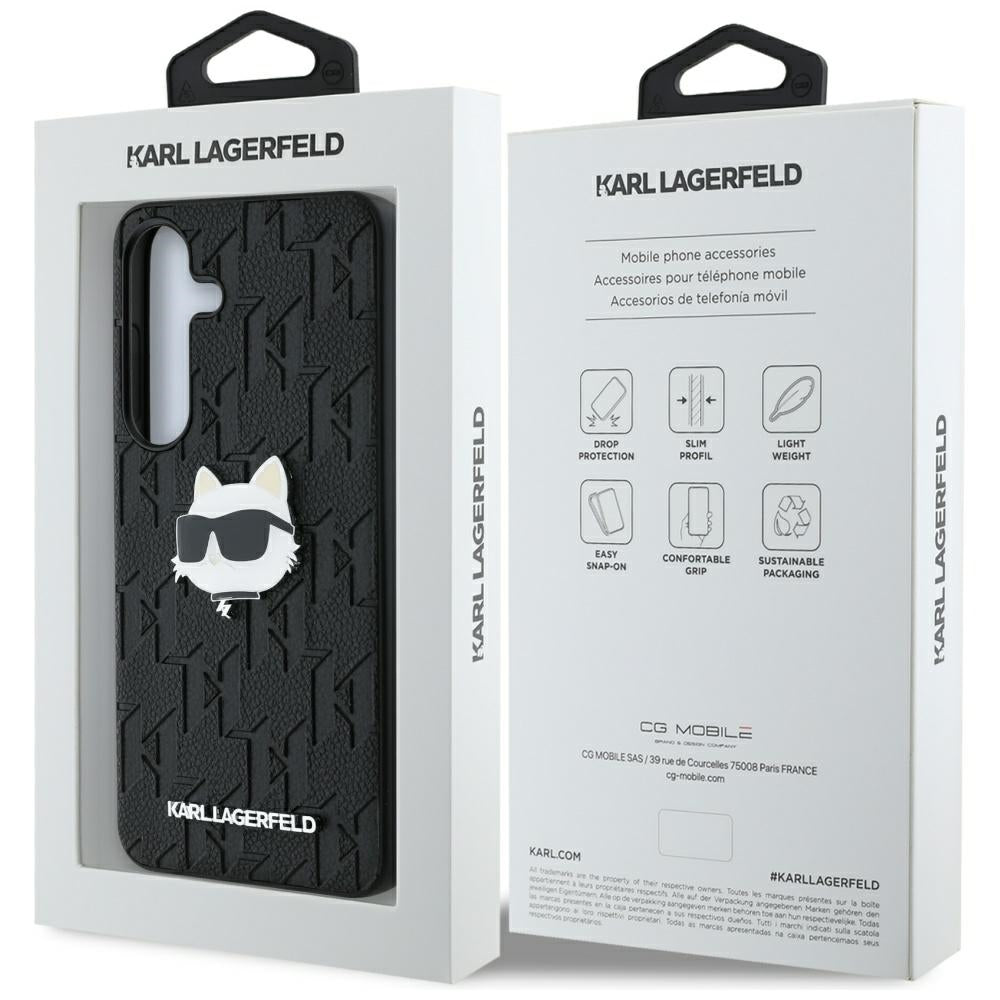 Case for Samsung Galaxy S25 S931, Karl Lagerfeld, Monogram Choupette's Head, Black