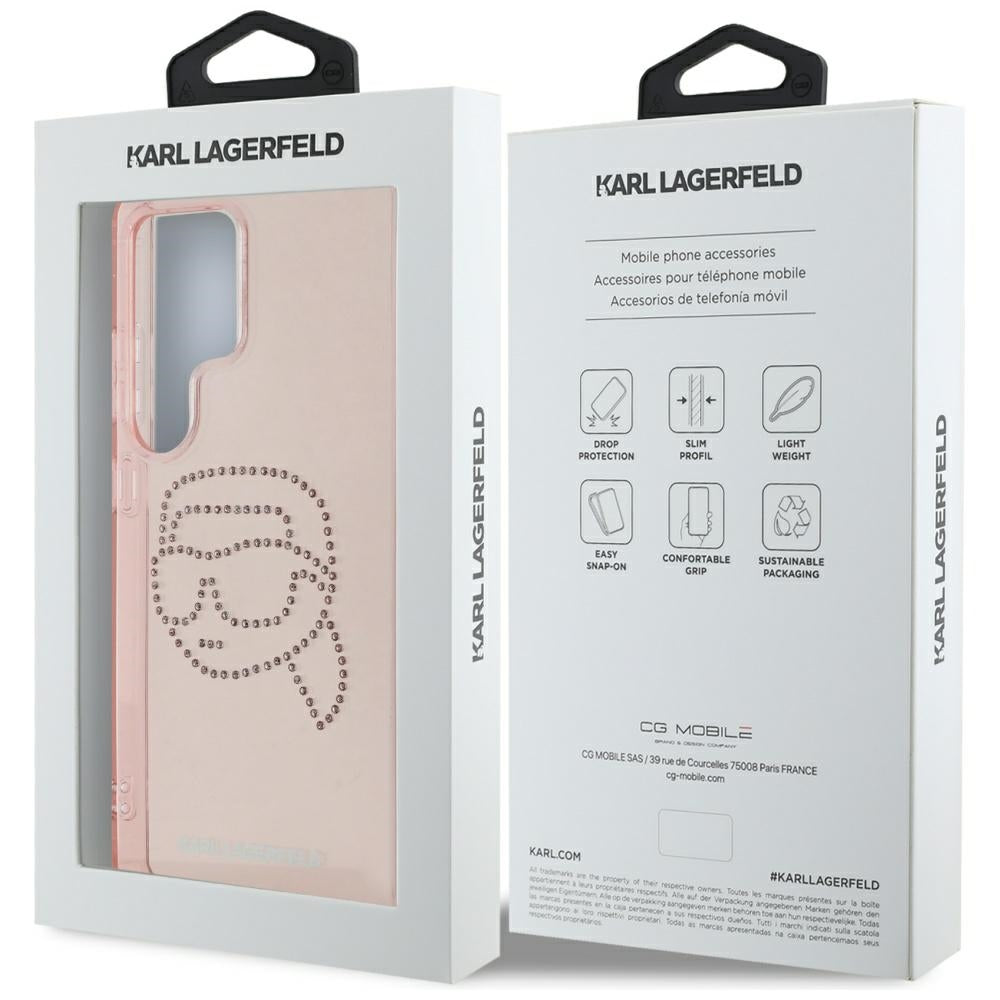 Case for Samsung Galaxy S25 Ultra S938, Karl Lagerfeld, IML Luxury Karl's Head, Pink