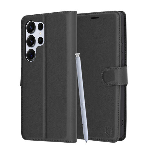 Case for Samsung Galaxy S25 Ultra S938, Techsuit, Leather Folio, Black