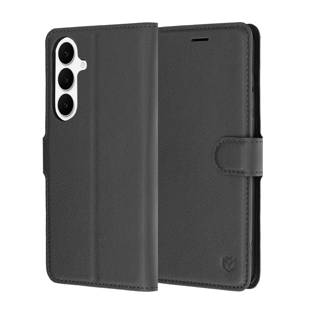 Case for Samsung Galaxy S26 FE / S25 FE, Techsuit, Leather Folio, Black