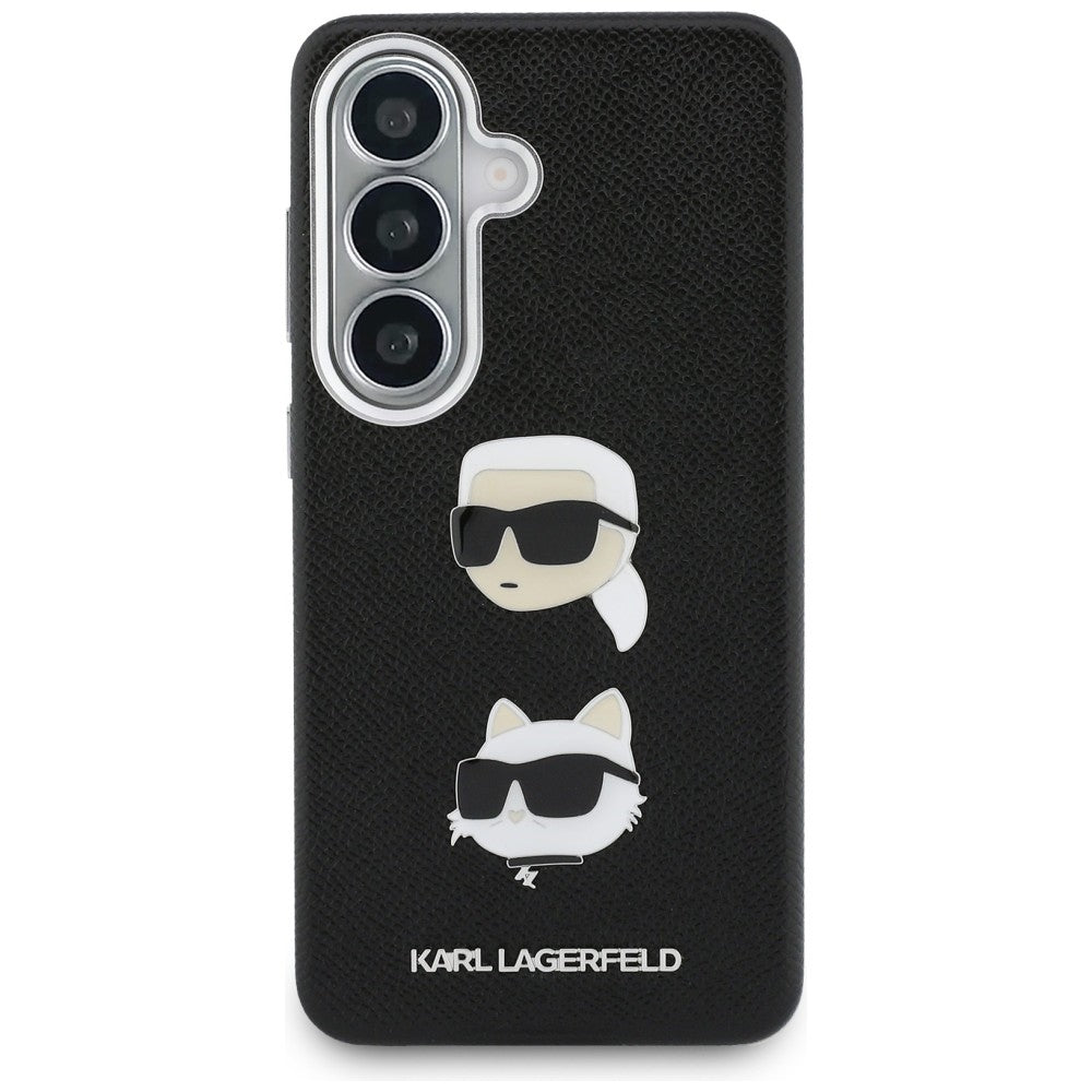Case for Samsung Galaxy S26 S942, Karl Lagerfeld, Saffiano Karl & Choupette's Head Pin, Black