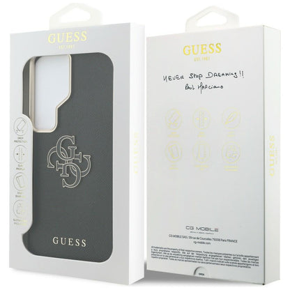 Case for Samsung Galaxy S26 Ultra S948, Guess, 4G Grained Big and Classic Logo, Black