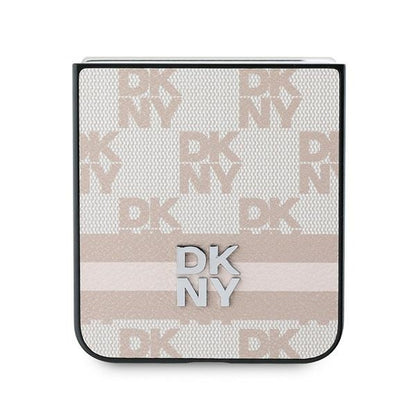 Case for Samsung Galaxy Z Flip7 FE F761 / Z Flip6 F741, DKNY, Chequered Pattern Printed Stripes, Pink