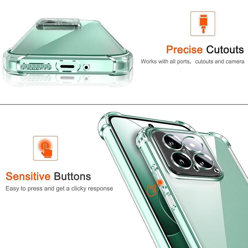 Case for Xiaomi 14 Pro, Techsuit, Shockproof Clear, Transparent