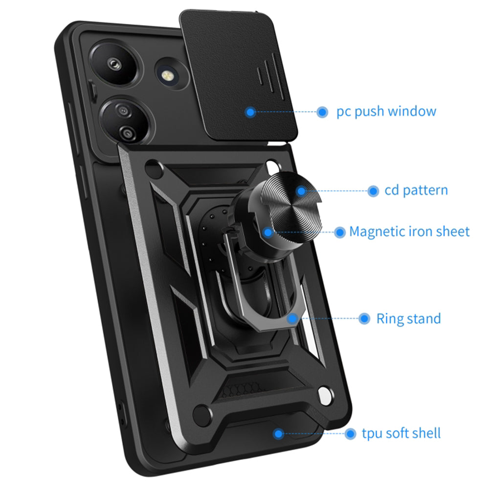 Case for Xiaomi Poco C65 / Redmi 13C, Techsuit, CamShield, Black