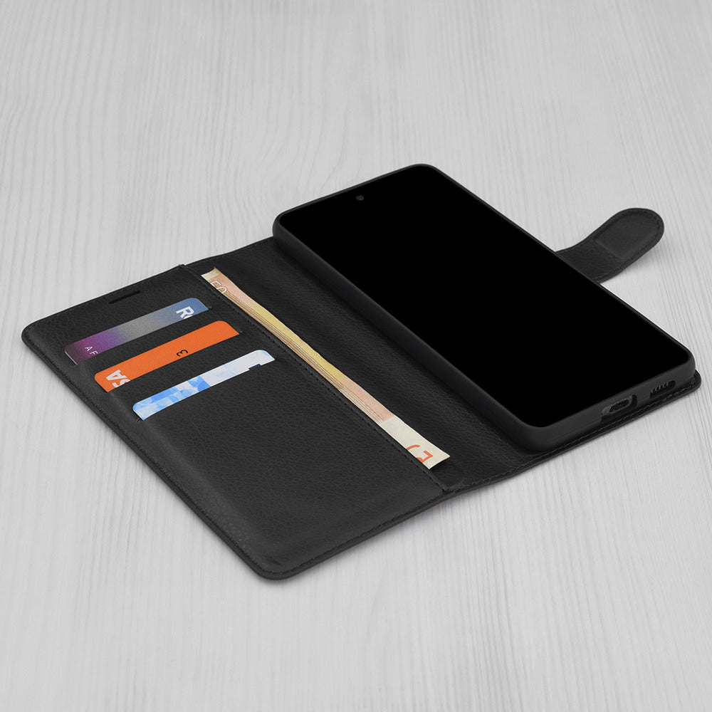 Case for Motorola Moto G56, Techsuit, Leather Folio, Black
