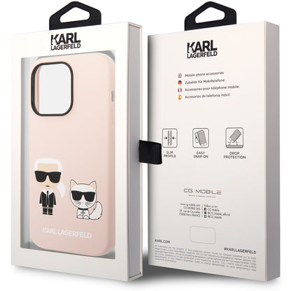 MagSafe Case for Apple iPhone 14 Pro, Karl Lagerfeld, Silicone Body Karl & Choupette, Pink