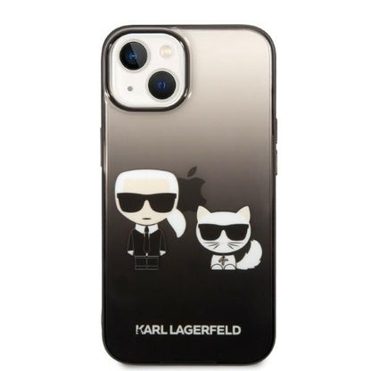 Case for Apple iPhone 14 Plus, Karl Lagerfeld, Gradient Karl & Choupette, Black