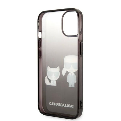 Case for Apple iPhone 14 Plus, Karl Lagerfeld, Gradient Karl & Choupette, Black