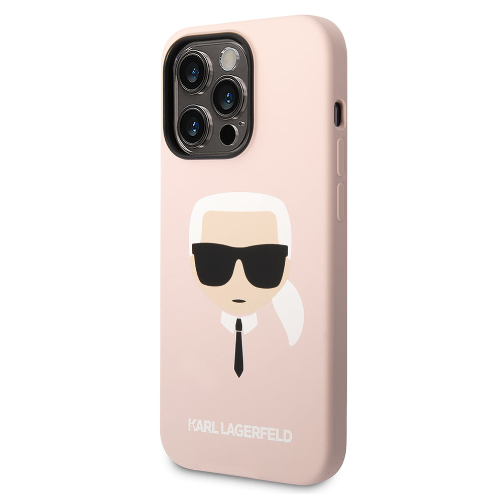 MagSafe Case for Apple iPhone 14 Pro, Karl Lagerfeld, Silicone Karl Head, Pink