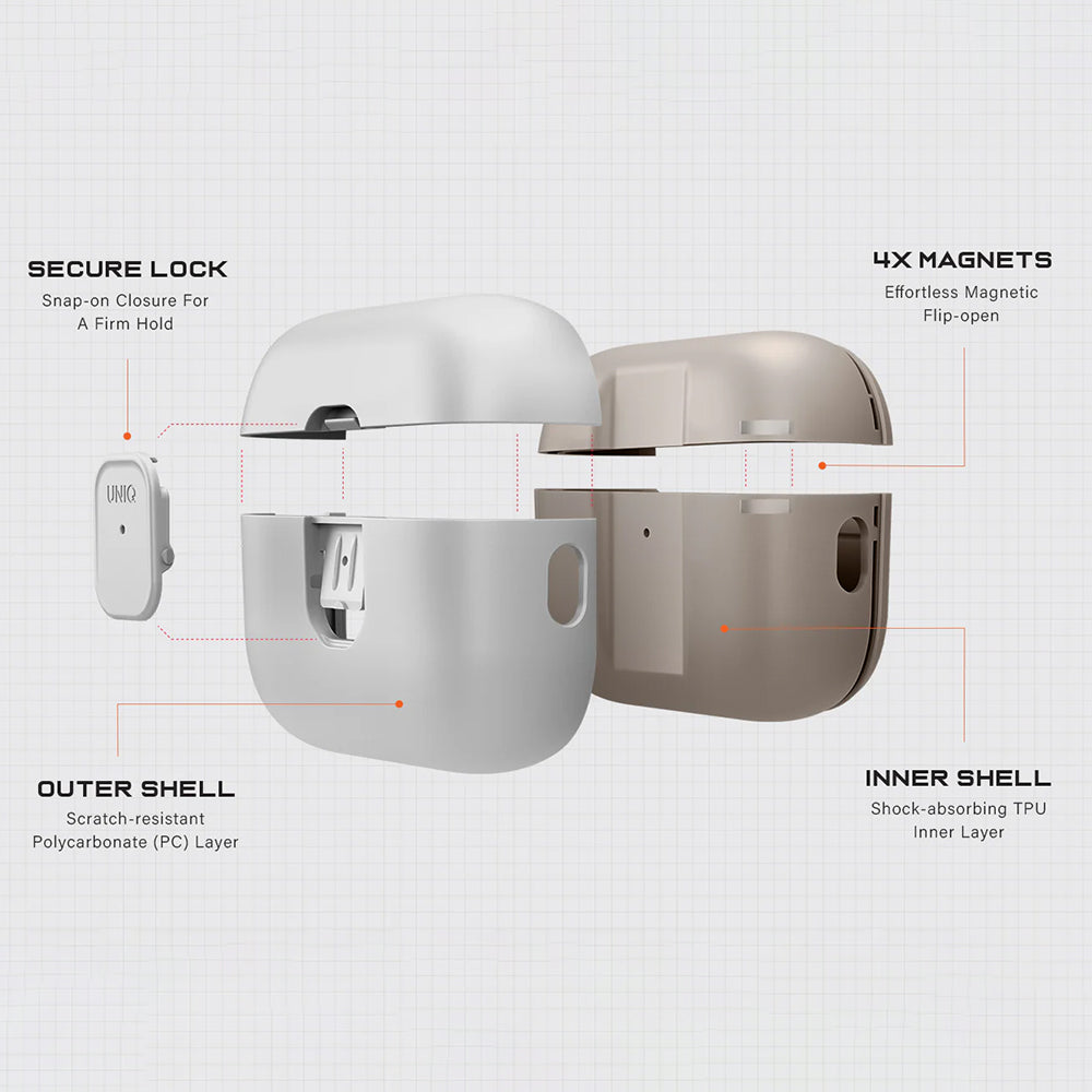 UNIQ Clyde Case for Apple AirPods Pro 3, Beige Gray