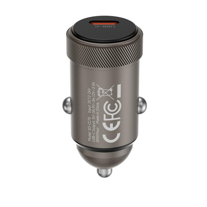 Car Charger with USB-C Cable XO Design CC70, 30W, 3A, 1 x USB-C, Black