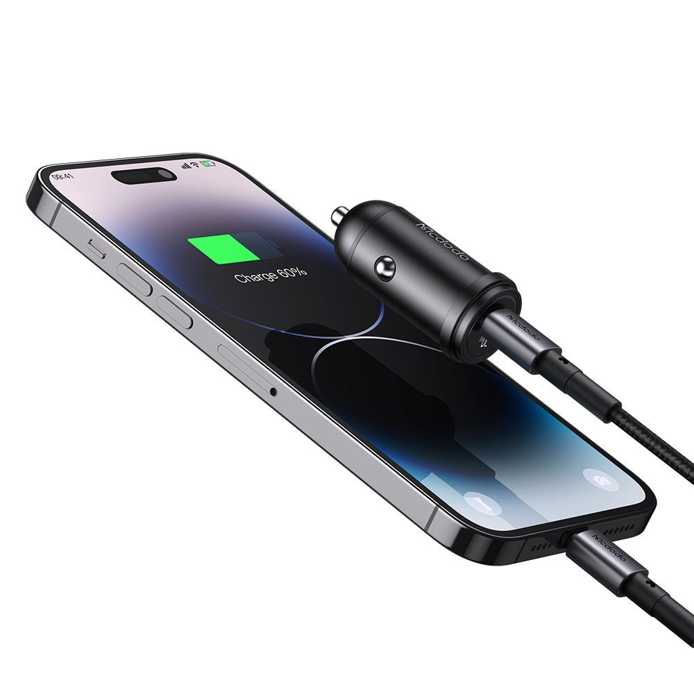 Car Charger with Lightning Cable McDodo CC-7492 Obsidian, 30W, 3A, 1 x USB-C, Black