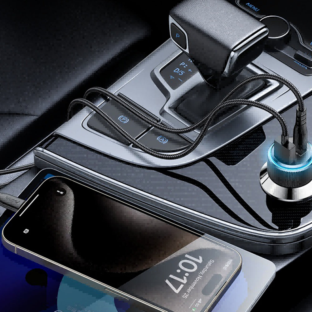 Car Charger with Lightning Cable Yesido Y60, 38W, 3A, 1 x USB-A - 2 x USB-C, Black