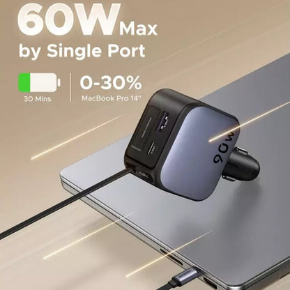 UGREEN EC603 Car Charger with USB-C Cable, 90W, 3A, 1 x USB-A - 1 x USB-C, Gray