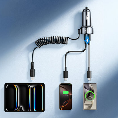 USB-C Wired Car Charger Joyroom JR-CL07, 90W, 3A, 1 x USB-A - 1 x USB-C, Black