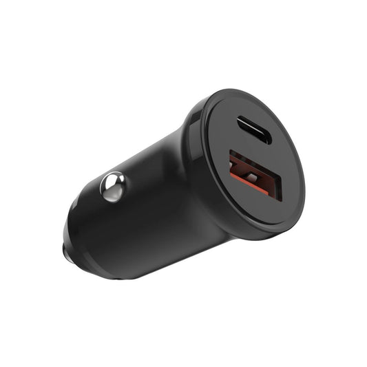 Fixed Auto Charger, 20W, 3A, 1 x USB-A - 1 x USB-C, Black