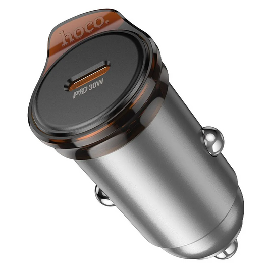 HOCO NZ16 Car Charger, 30W, 3A, 1 x USB-C, Gray