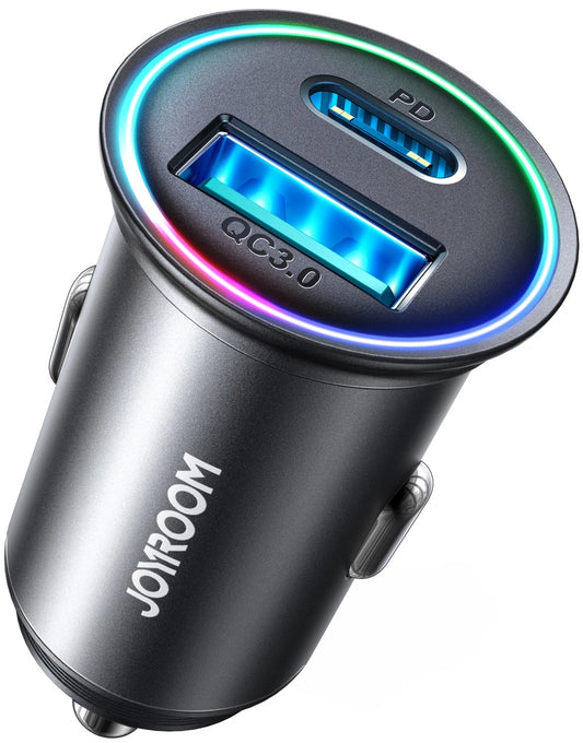 Joyroom JR-CCN04 Car Charger, 60W, 3A, 1 x USB-A - 1 x USB-C, Black