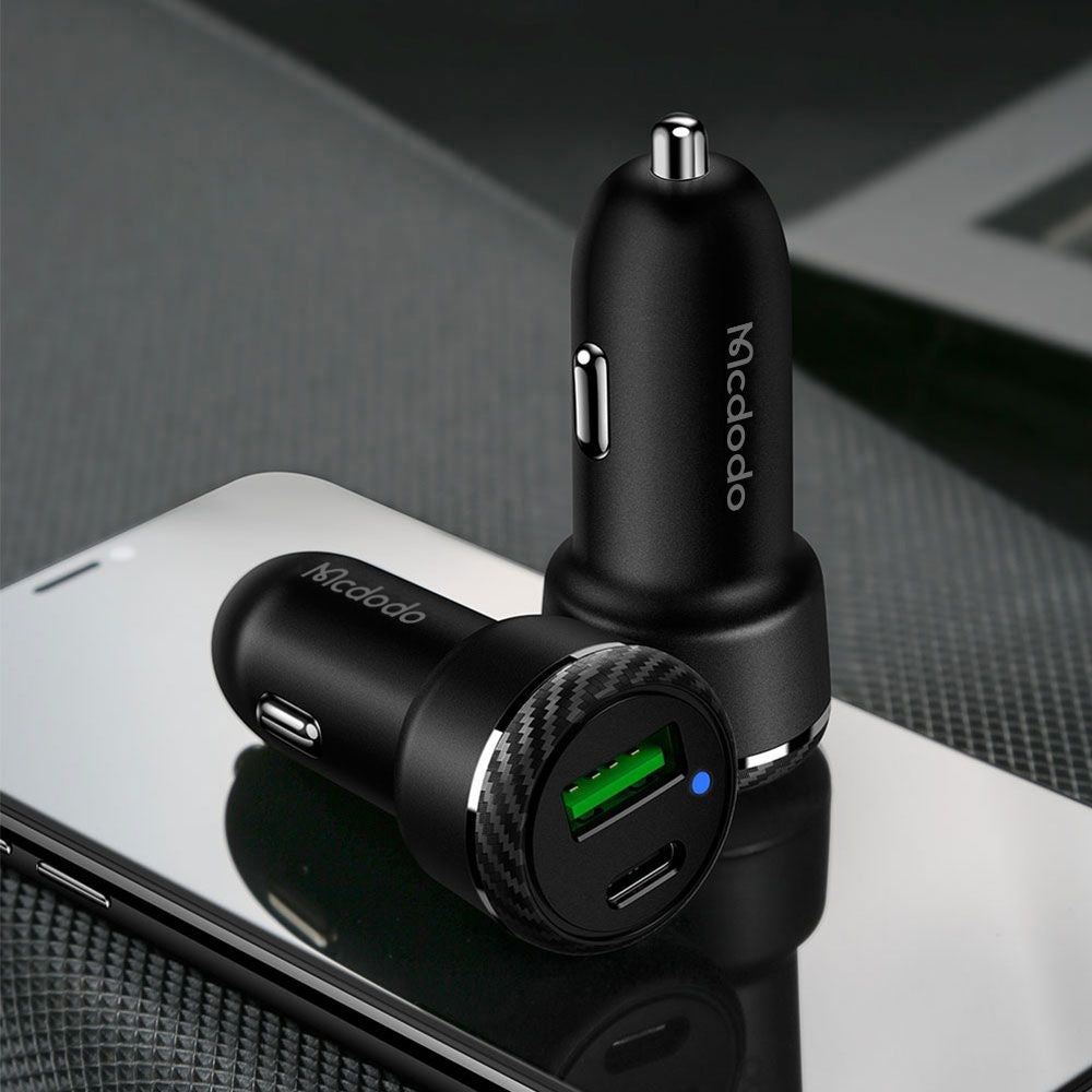 McDodo CC-5970 Car Charger, 38W, 3A, 1 x USB-A - 1 x USB-C, Black