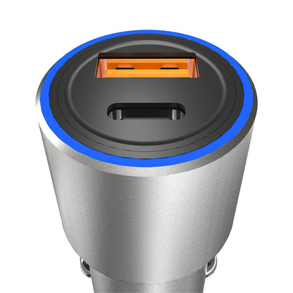 Dudao R4PQ USB Car Charger, 1 X USB - 1 X USB Type-C, 22.5 W, Quick Charge - Power Delivery, Gray