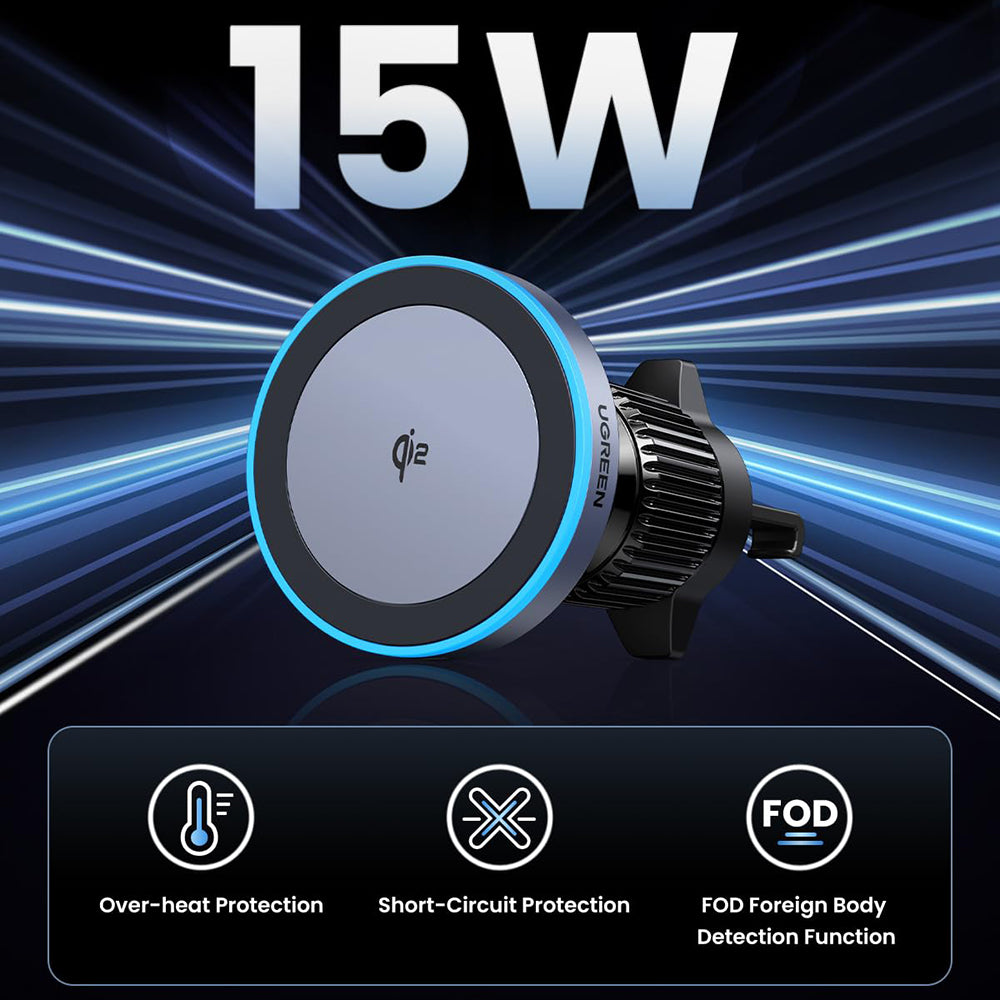 UGREEN W708 Wireless Car Charger, 15W, 1.67A, Black