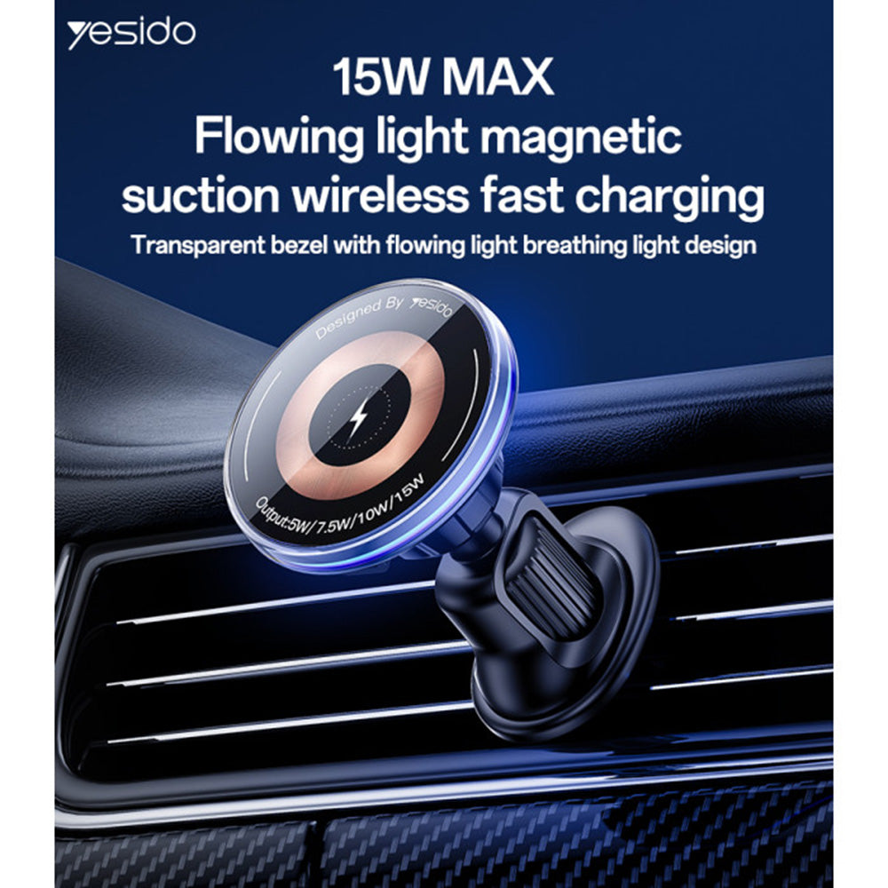 Yesido C308 Wireless Car Charger, 15W, 1.67A, Black
