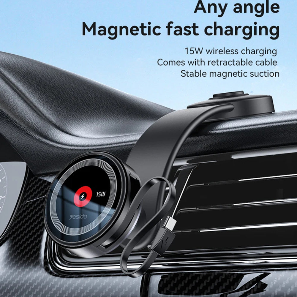 Yesido C314 Wireless Car Charger, 15W, 1.67A, Black