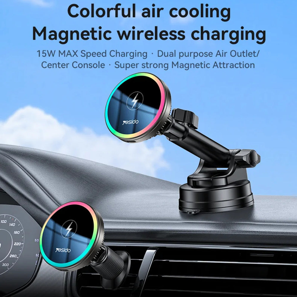 Yesido C315 Wireless Car Charger, 15W, 1.67A, Black