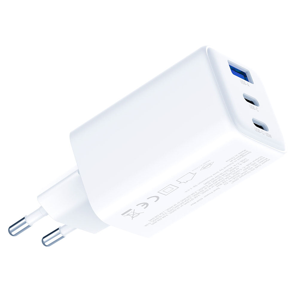 3MK Hyper Network Charger, 65W, 3.25A, 1 x USB-A - 2 x USB-C, White