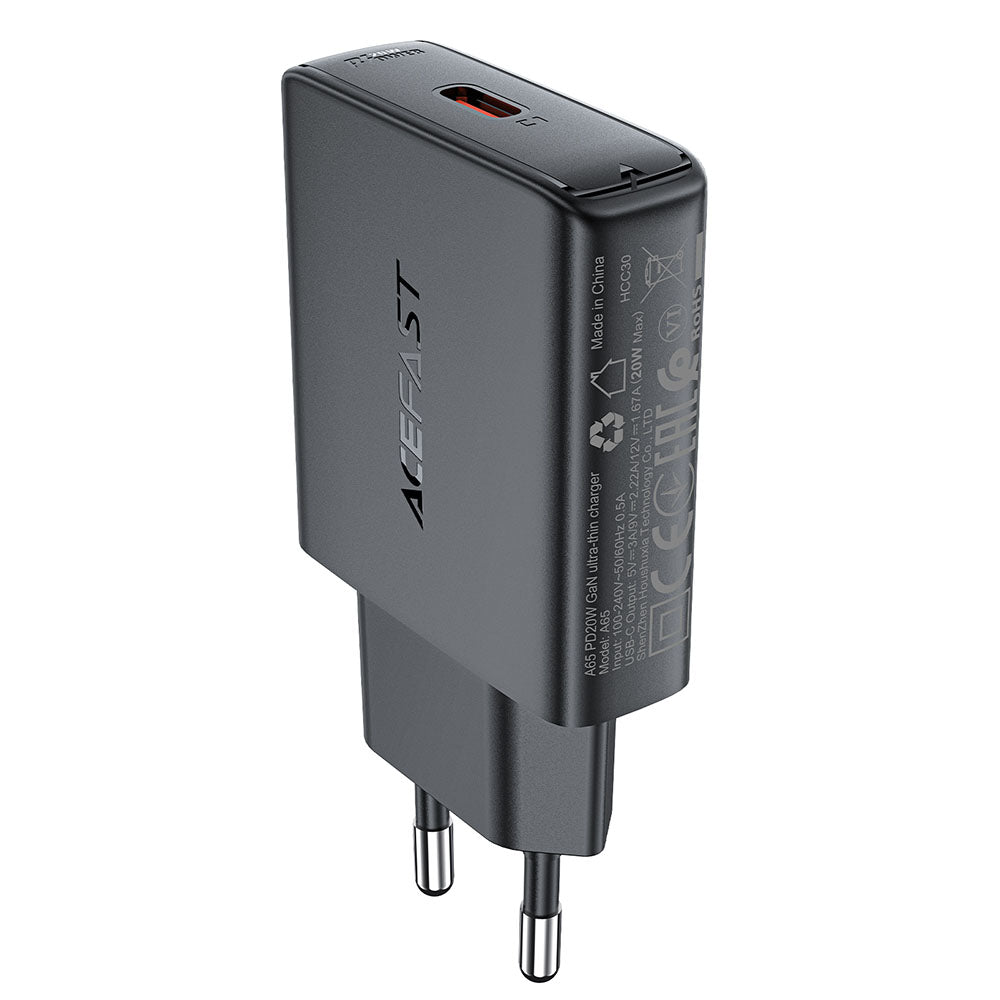 Acefast A65 Network Charger, 20W, 3A, 1 x USB-C, Black