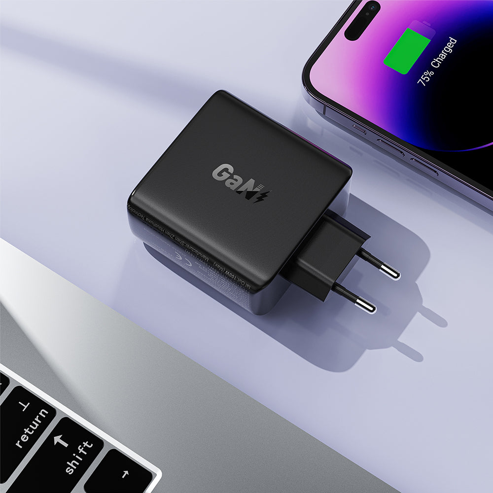 Acefast A94 Network Charger, 100W, 5A, 1 x USB-A - 3 x USB-C, Black