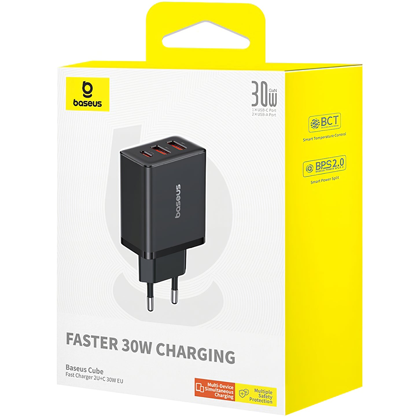 Network Charger Baseus Cube, 30W, 3A, 1 x USB-C - 2 x USB-A, Black P10111402113-00 