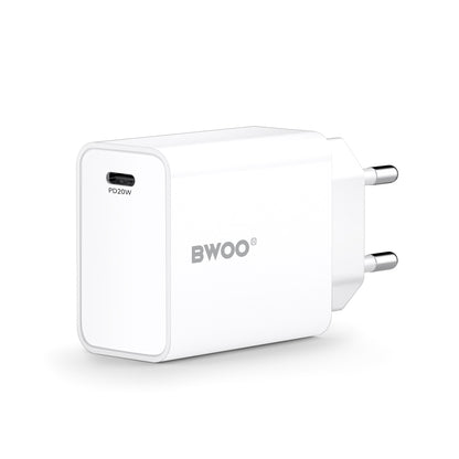 BWOO CDA226 Network Charger, 20W, 3A, 1 x USB-C, White