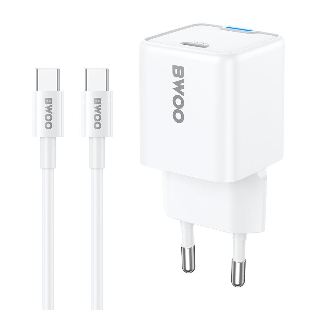 Network Charger with USB-C Cable BWOO CDA211, 30W, 3A, 1 x USB-C, White