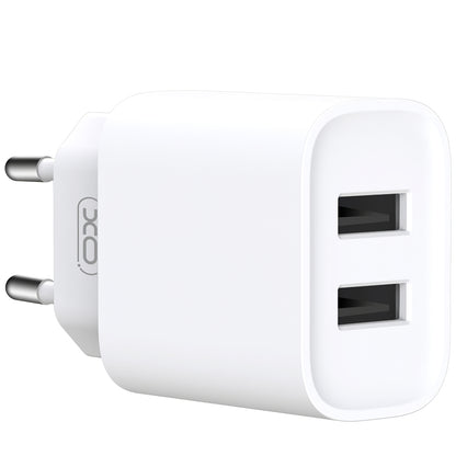 Network Charger with microUSB Cable XO Design CE02C, 10.5W, 2.1A, 2 x USB-A, White 