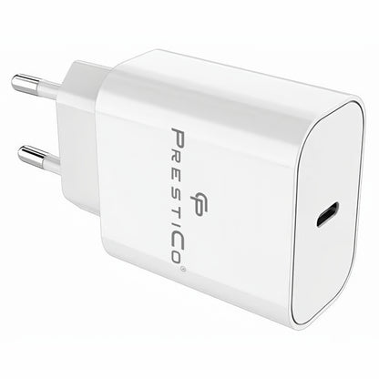 Network Charger with USB-C Cable Prestico F15S-C, 30W, 3A, 1 x USB-C, White