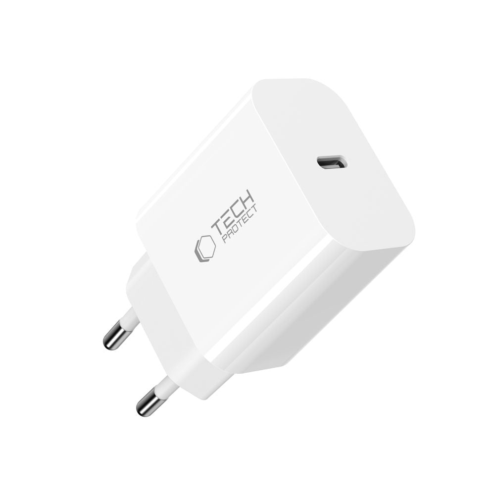 Tech-Protect NC20W Network Charger with USB-C Cable, 20W, 3A, 1 x USB-C, White