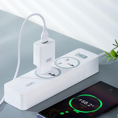 Network Charger with microUSB Cable XO Design L99, 12W, 2.4A, 1 x USB-A, White