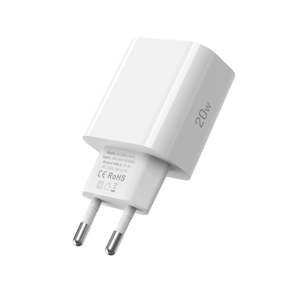 Tech-Protect NC20W Network Charger with USB-C Cable, 20W, 3A, 1 x USB-C, White