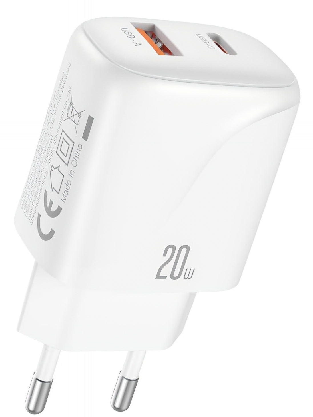 Network Charger with USB-C Cable XO Design L158, 20W, 3A, 1 x USB-A - 1 x USB-C, White