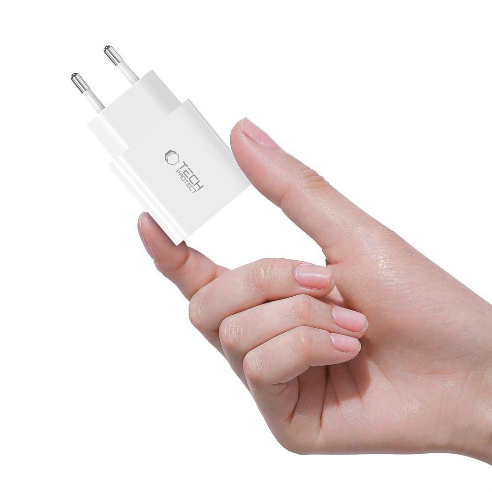 Tech-Protect NC20W Network Charger with USB-C Cable, 20W, 3A, 1 x USB-C, White