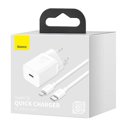 Baseus Super Si Network Charger with Lightning Cable, 20W, 3A, 1 x USB-C, White TZCCCSUP-B02 
