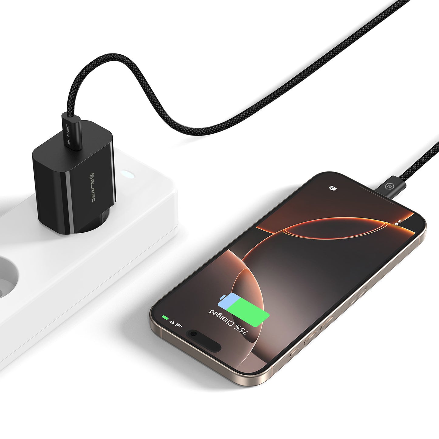 Blavec BC-7 Network Charger with USB-C Cable, 45W, 3A, 1 x USB-C, Black