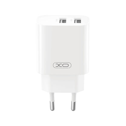 XO Design CE55 Mains Charger with Lightning Cable, 12W, 2.4A, 2 x USB-A, White