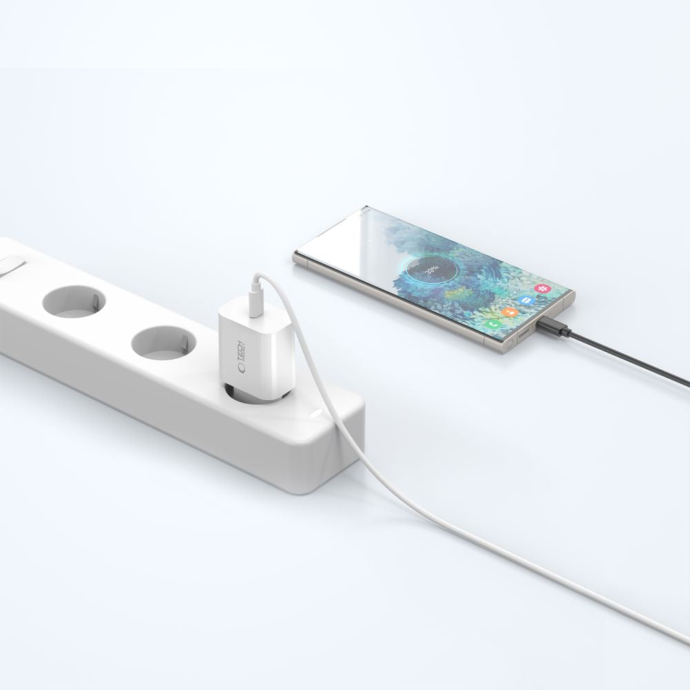 Tech-Protect NC20W Network Charger with USB-C Cable, 20W, 3A, 1 x USB-C, White